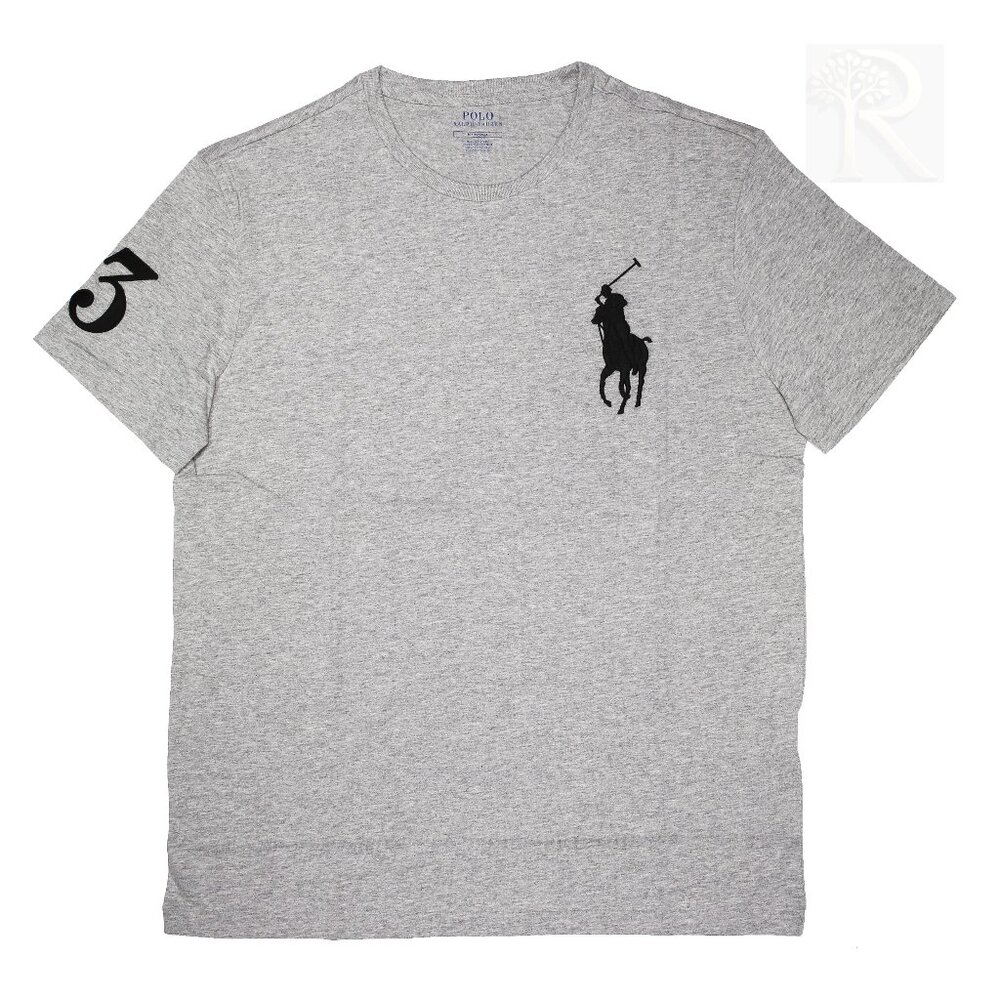 NWT Polo Ralph Lauren Men SS Big Pony Crew Neck T-Shirt Tee Grey MSRP $65.00